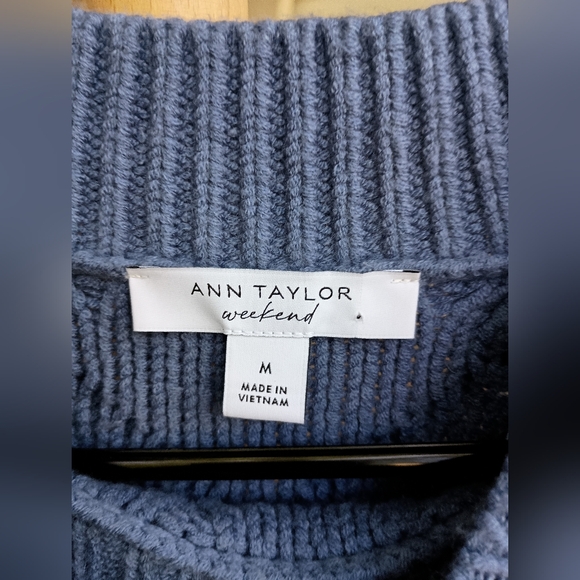 NWOT Anne Taylor Weekend Edition Blue Diamond Knit Sweater_Med - Picture 8 of 10